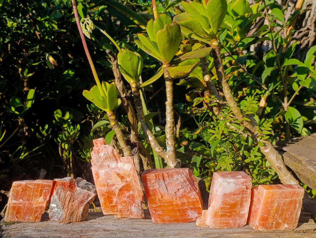 Natural Rhombohedral Sunset Orange Calcite Specimens x 6 From Spitzkop, Namibia
