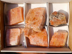 Natural Rhombohedral Sunset Orange Calcite Specimens x 6 From Spitzkop, Namibia