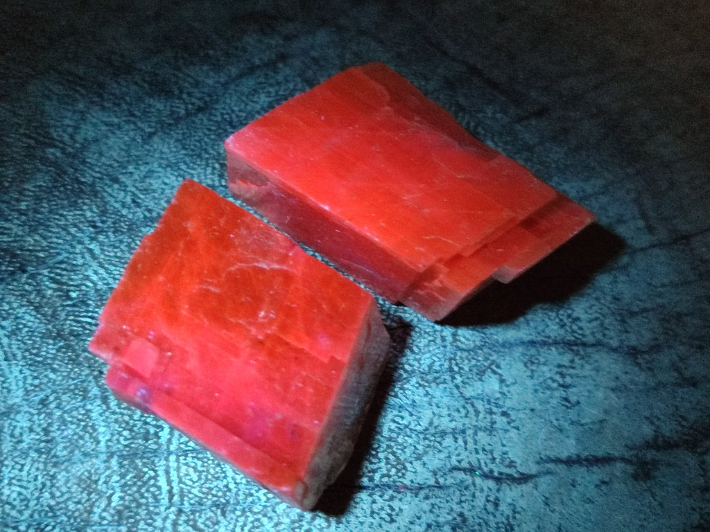Natural Rhombohedral Sunset Orange Calcite Specimens x 6 From Spitzkop, Namibia