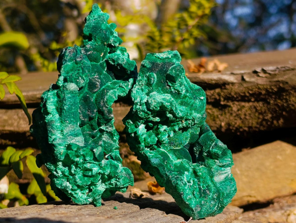 Natural Silky Malachite Specimens x 6 From Kasompe, Congo