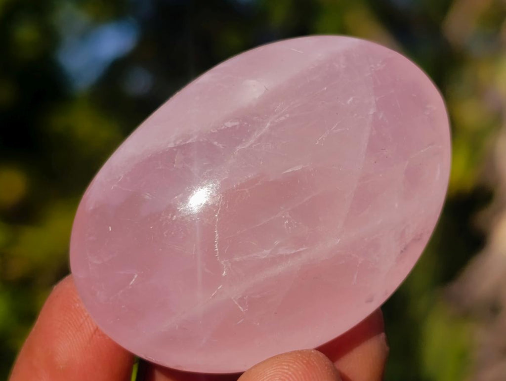 Polished Gemmy Rose Quartz Palm Stones x 36 From Madagascar - Toprock Gemstones and Minerals 