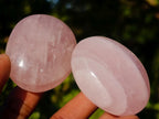 Polished Gemmy Rose Quartz Palm Stones x 36 From Madagascar - Toprock Gemstones and Minerals 