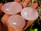 Polished Gemmy Rose Quartz Palm Stones x 36 From Madagascar - Toprock Gemstones and Minerals 