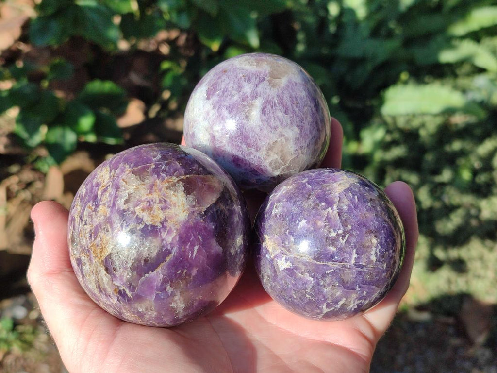 Polished Lepidolite Spheres x 4 From Ambatondrazaka, Madagascar - Toprock Gemstones and Minerals 