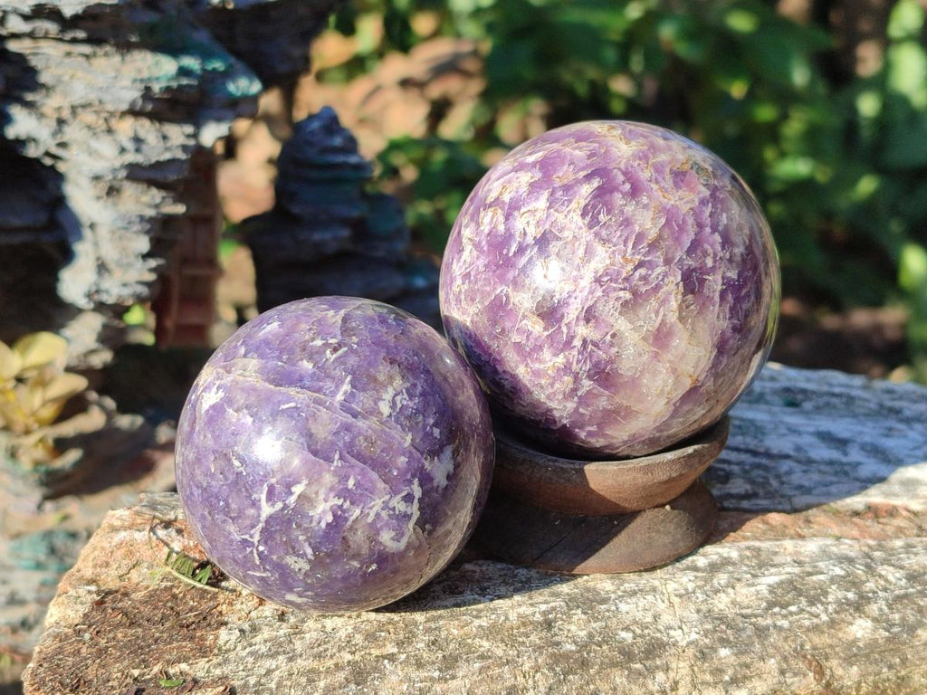 Polished Lepidolite Spheres x 4 From Ambatondrazaka, Madagascar - Toprock Gemstones and Minerals 