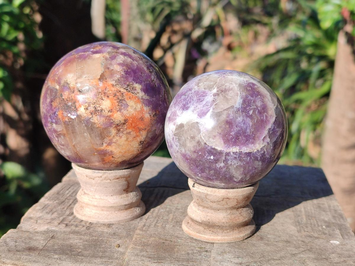 Polished Lepidolite Spheres x 4 From Ambatondrazaka, Madagascar - Toprock Gemstones and Minerals 