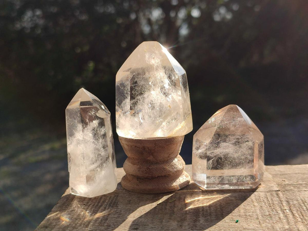 Polished Clear and Smokey Quartz Display Crystals x 20 From Madagascar - Toprock Gemstones and Minerals 