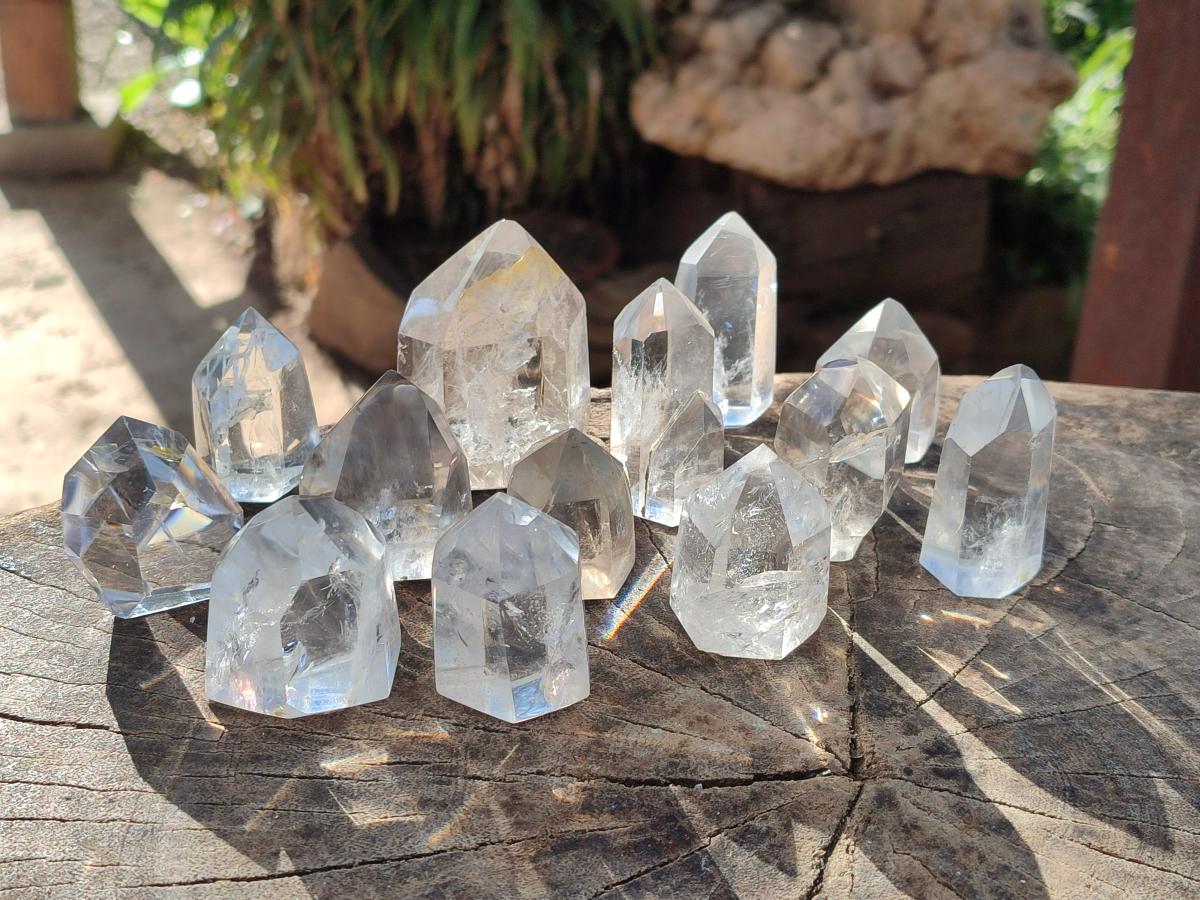 Polished Clear and Smokey Quartz Display Crystals x 20 From Madagascar - Toprock Gemstones and Minerals 