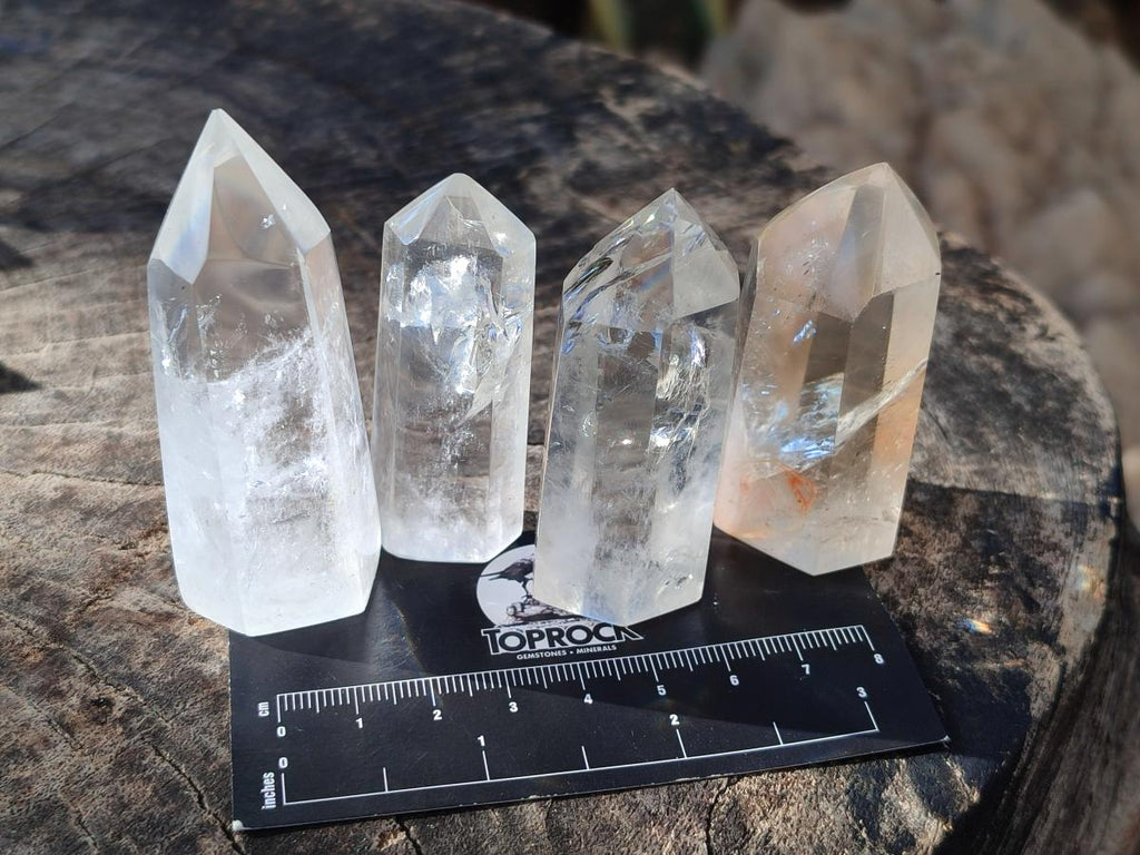Polished Clear and Smokey Quartz Display Crystals x 20 From Madagascar - Toprock Gemstones and Minerals 