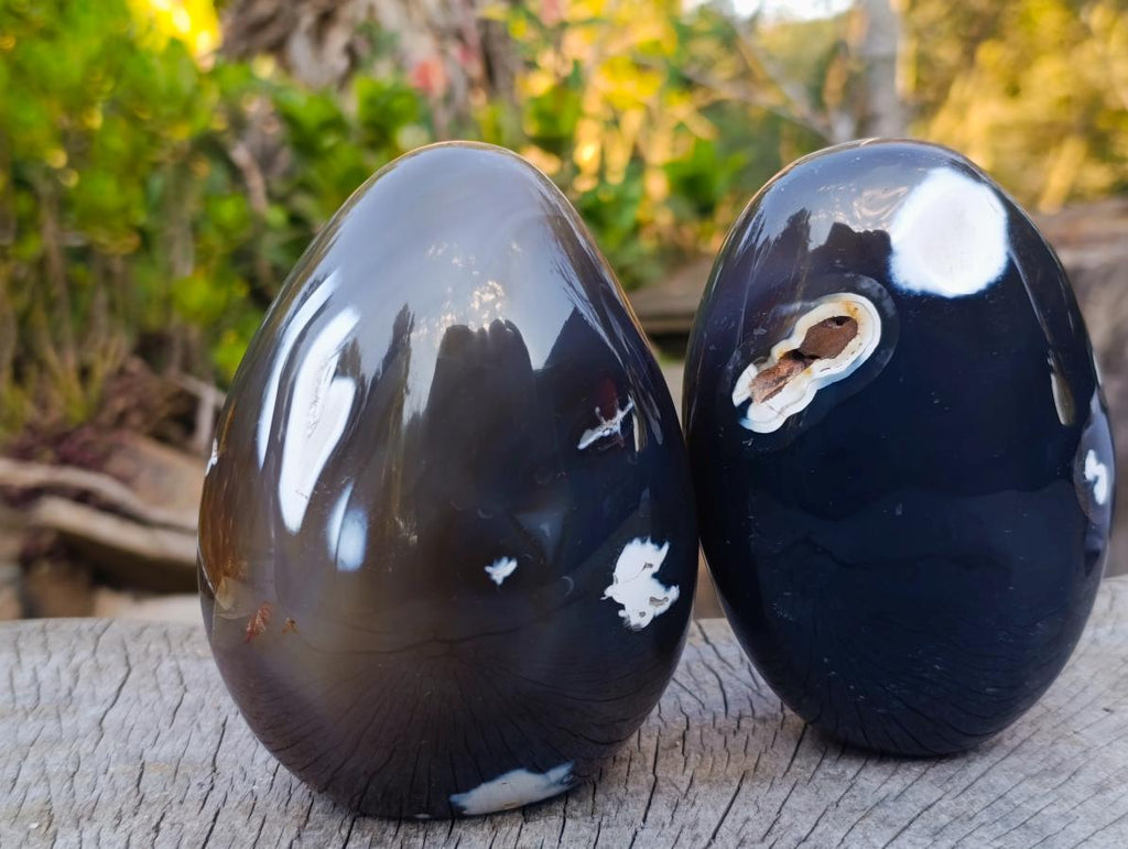 Polished Snow Orca Agate Standing Display Pieces x 2 From West Coast, Madagascar - Toprock Gemstones and Minerals 