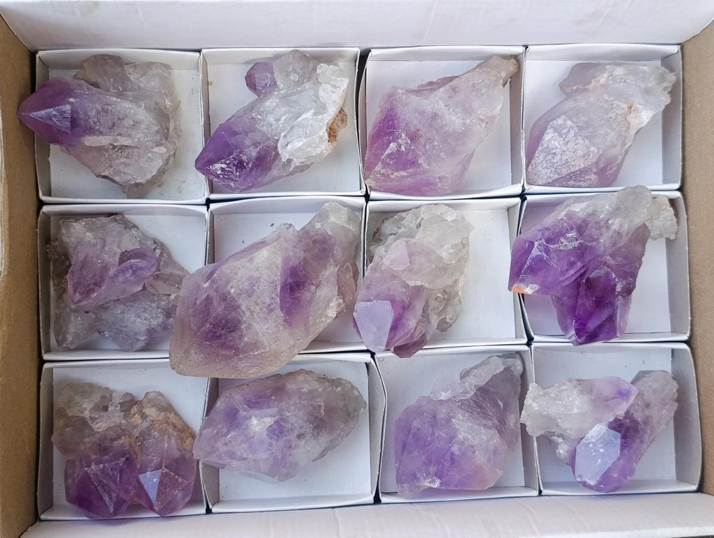 Natural Jacaranda Amethyst Crystals x 12 From Mumbwa, Zambia - Toprock Gemstones and Minerals 