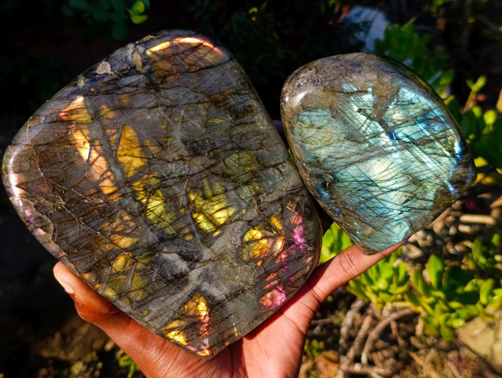 Polished Labradorite Standing Display Pieces x 2 From Madagascar - Toprock Gemstones and Minerals 