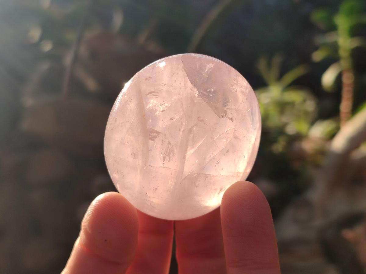 Polished Gemmy Rose Quartz Palm Stones x 24 From Madagascar - Toprock Gemstones and Minerals 