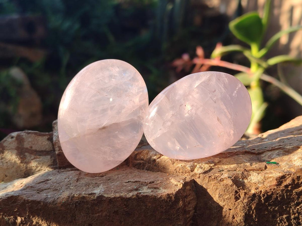 Polished Gemmy Rose Quartz Palm Stones x 24 From Madagascar - Toprock Gemstones and Minerals 