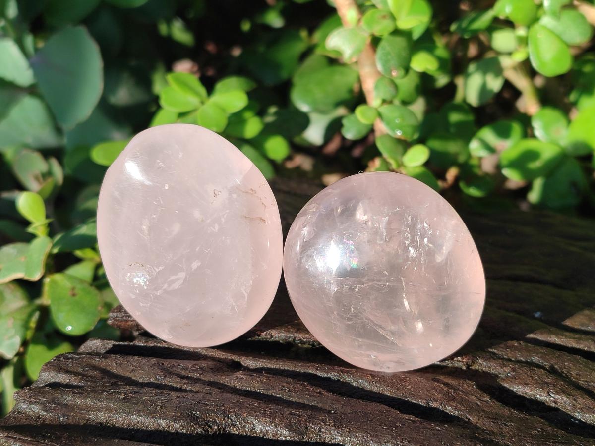 Polished Gemmy Rose Quartz Palm Stones x 24 From Madagascar - Toprock Gemstones and Minerals 