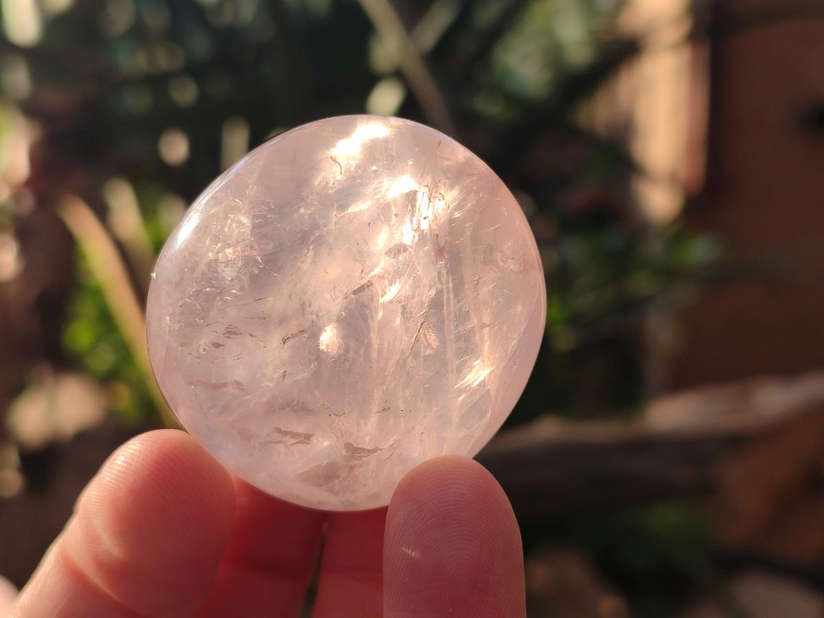 Polished Gemmy Rose Quartz Palm Stones x 24 From Madagascar - Toprock Gemstones and Minerals 