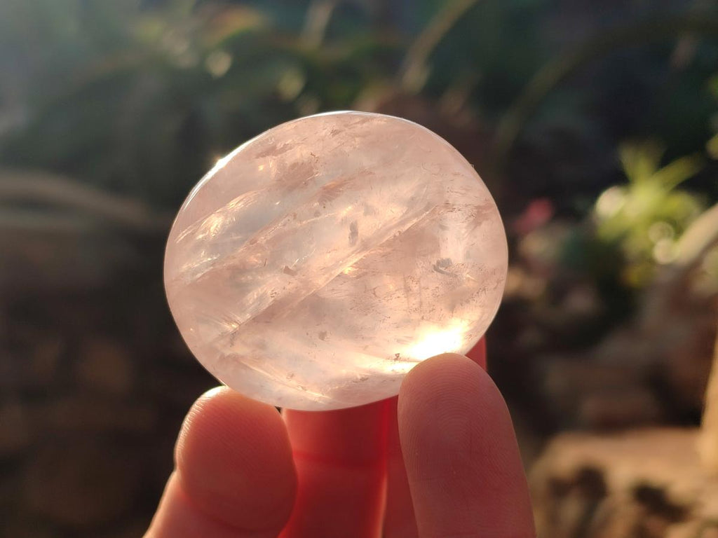 Polished Gemmy Rose Quartz Palm Stones x 24 From Madagascar - Toprock Gemstones and Minerals 