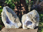 Natural Blue Lace Agate Geode Specimens x 3 From Nsanje, Malawi - Toprock Gemstones and Minerals 