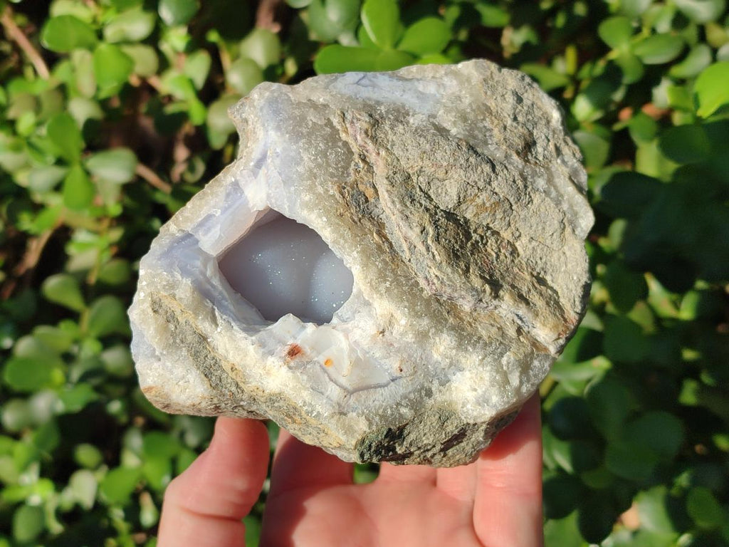 Natural Blue Lace Agate Geode Specimens x 3 From Nsanje, Malawi - Toprock Gemstones and Minerals 
