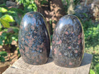 Polished Large "Water Sapphire" Standing Display Pieces with Sillimanite x 2 From Ambatofinandrahana, Madagascar - Toprock Gemstones and Minerals 