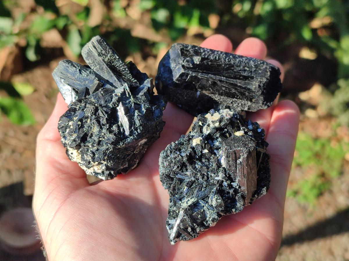 Natural Schorl Black Tourmaline Specimens x 6 From Erongo, Namibia - Toprock Gemstones and Minerals 