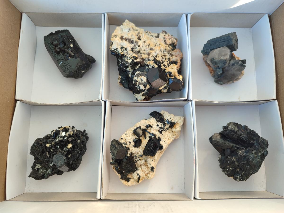 Natural Schorl Black Tourmaline Specimens x 6 From Erongo, Namibia - Toprock Gemstones and Minerals 