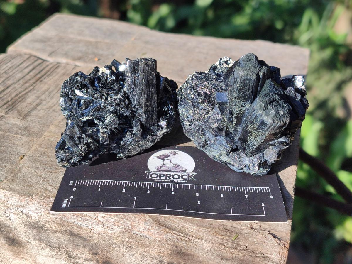 Natural Schorl Black Tourmaline Specimens x 6 From Erongo, Namibia - Toprock Gemstones and Minerals 