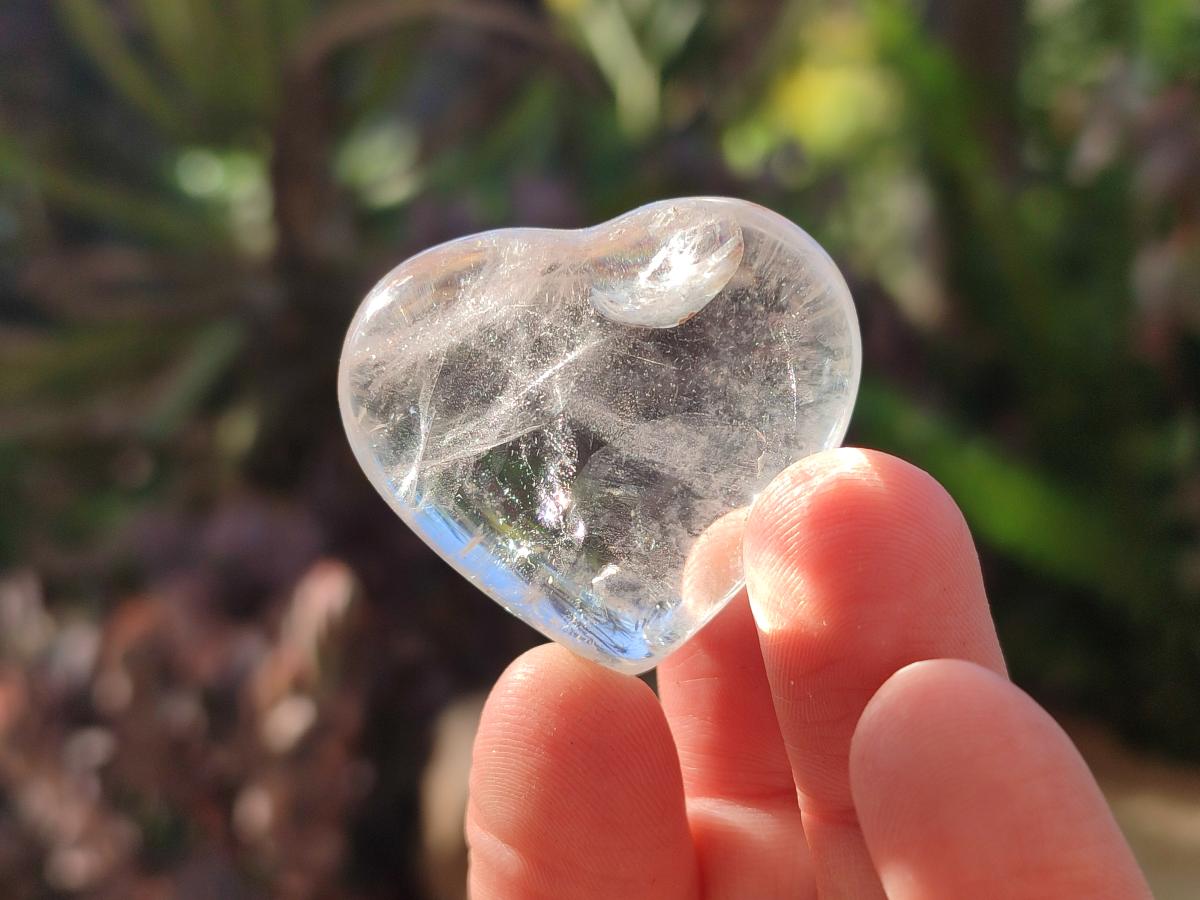Polished Mini Rock Crystal and Girasol Hearts x 35 From Amoron’i Mania, Madagascar - Toprock Gemstones and Minerals 