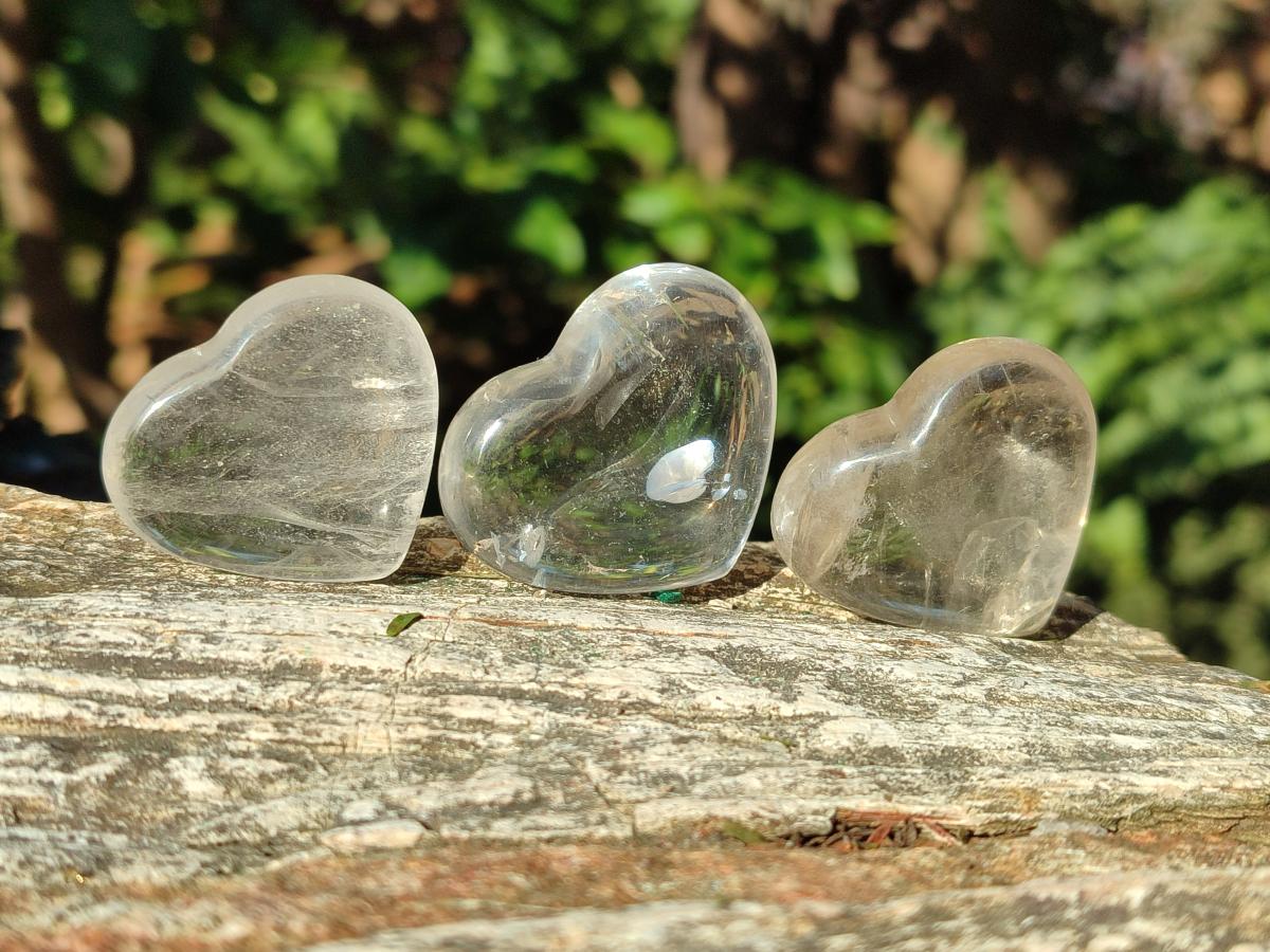 Polished Mini Rock Crystal and Girasol Hearts x 35 From Amoron’i Mania, Madagascar - Toprock Gemstones and Minerals 