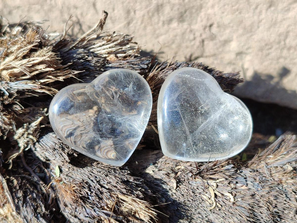 Polished Mini Rock Crystal and Girasol Hearts x 35 From Amoron’i Mania, Madagascar - Toprock Gemstones and Minerals 