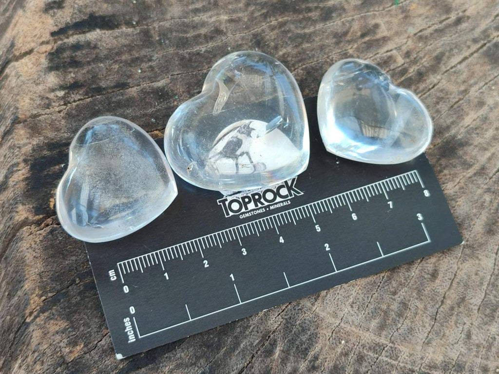 Polished Mini Rock Crystal and Girasol Hearts x 35 From Amoron’i Mania, Madagascar - Toprock Gemstones and Minerals 