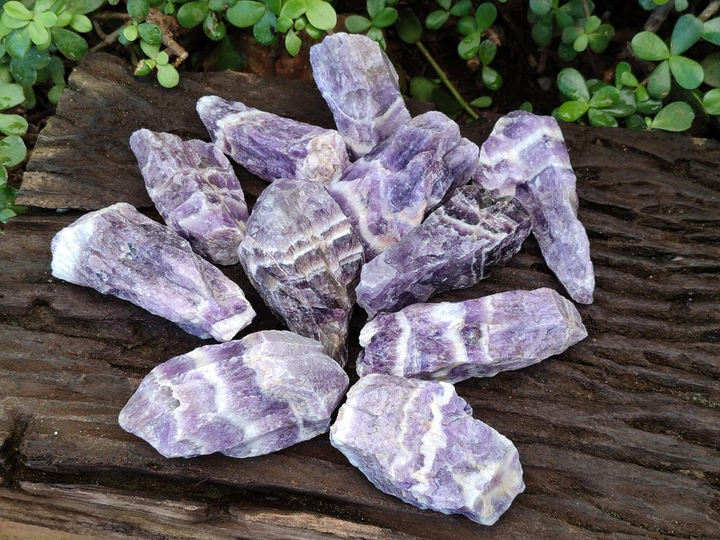 Natural Chevron Amethyst Witches Hat Crystals x 24 From Zambia - Toprock Gemstones and Minerals 