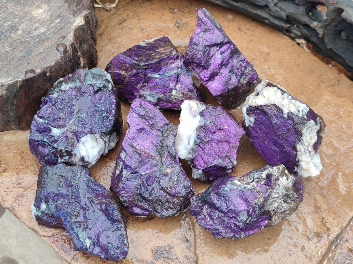 Natural Metallic Cobbed Purpurite Specimens x 12 From Erongo, Namibia - Toprock Gemstones and Minerals 