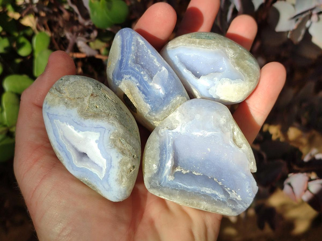 Polished Blue Lace Agate Free Forms x 12 From Nsanje, Malawi - Toprock Gemstones and Minerals 