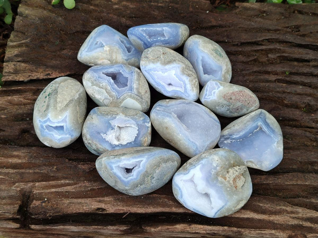 Polished Blue Lace Agate Free Forms x 12 From Nsanje, Malawi - Toprock Gemstones and Minerals 