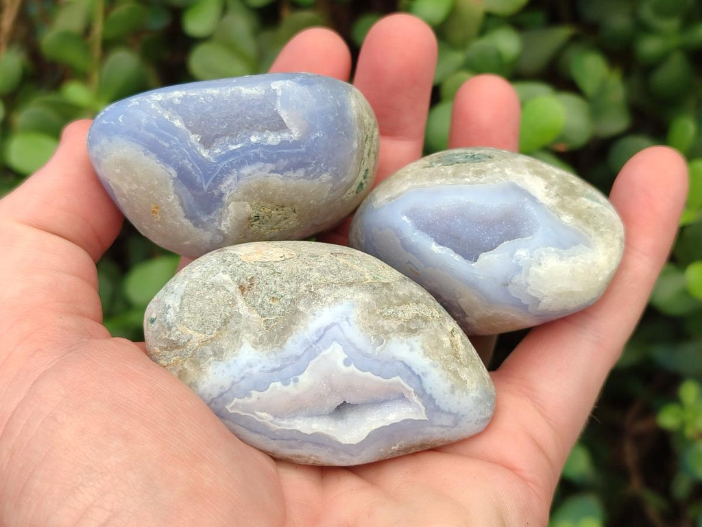 Polished Blue Lace Agate Free Forms x 12 From Nsanje, Malawi - Toprock Gemstones and Minerals 