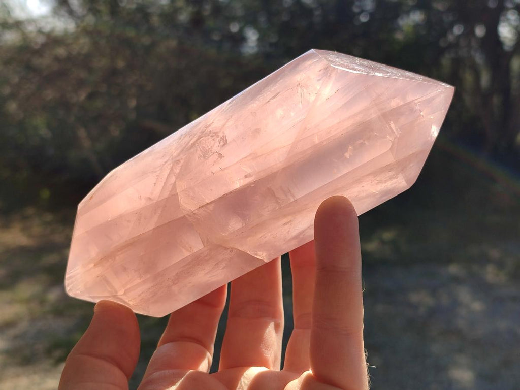 Polished Double Terminated Gemmy Rose Quartz Crystals x 2 From Madagascar - Toprock Gemstones and Minerals 