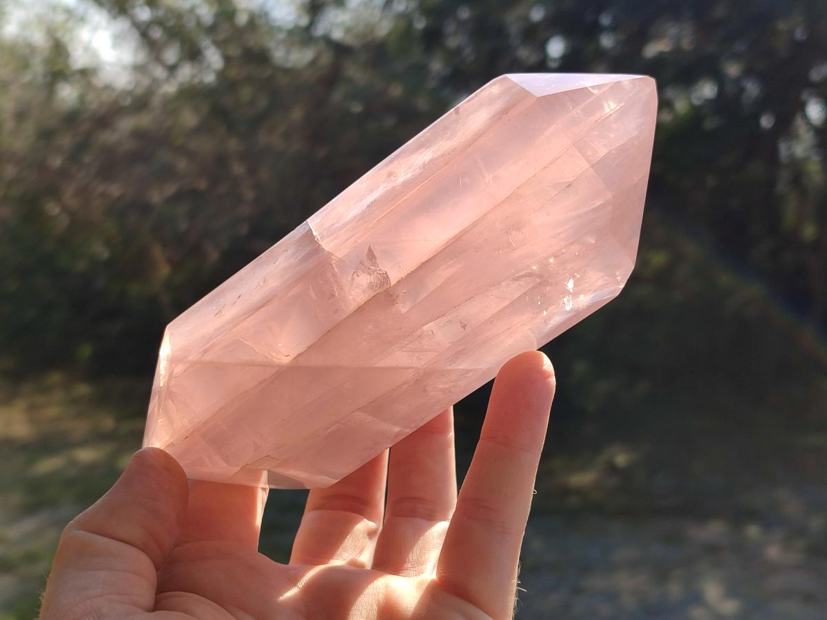 Polished Double Terminated Gemmy Rose Quartz Crystals x 2 From Madagascar - Toprock Gemstones and Minerals 