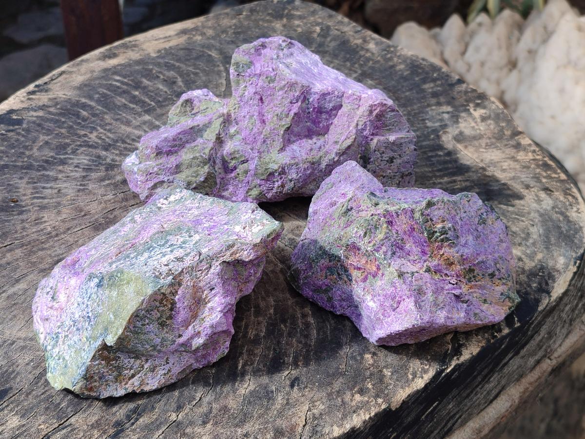 Natural Cobbed Stichtite Specimens x 3 From Barberton, South Africa - Toprock Gemstones and Minerals 