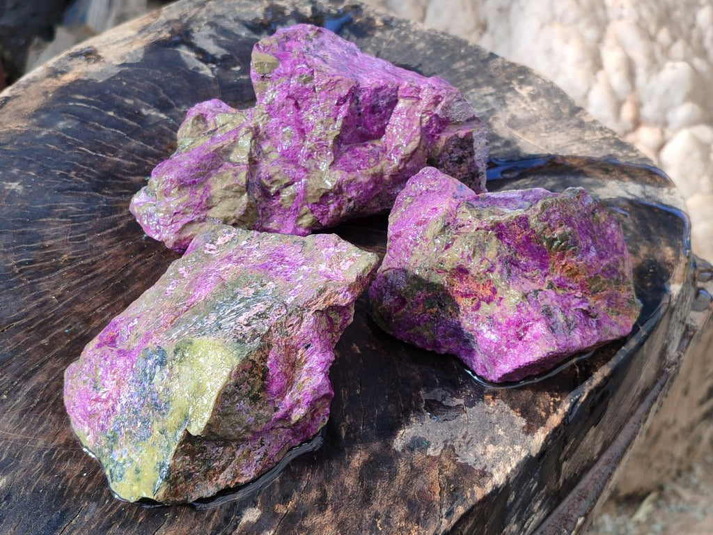 Natural Cobbed Stichtite Specimens x 3 From Barberton, South Africa - Toprock Gemstones and Minerals 