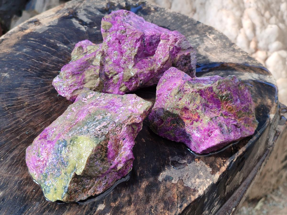 Natural Cobbed Stichtite Specimens x 3 From Barberton, South Africa - Toprock Gemstones and Minerals 