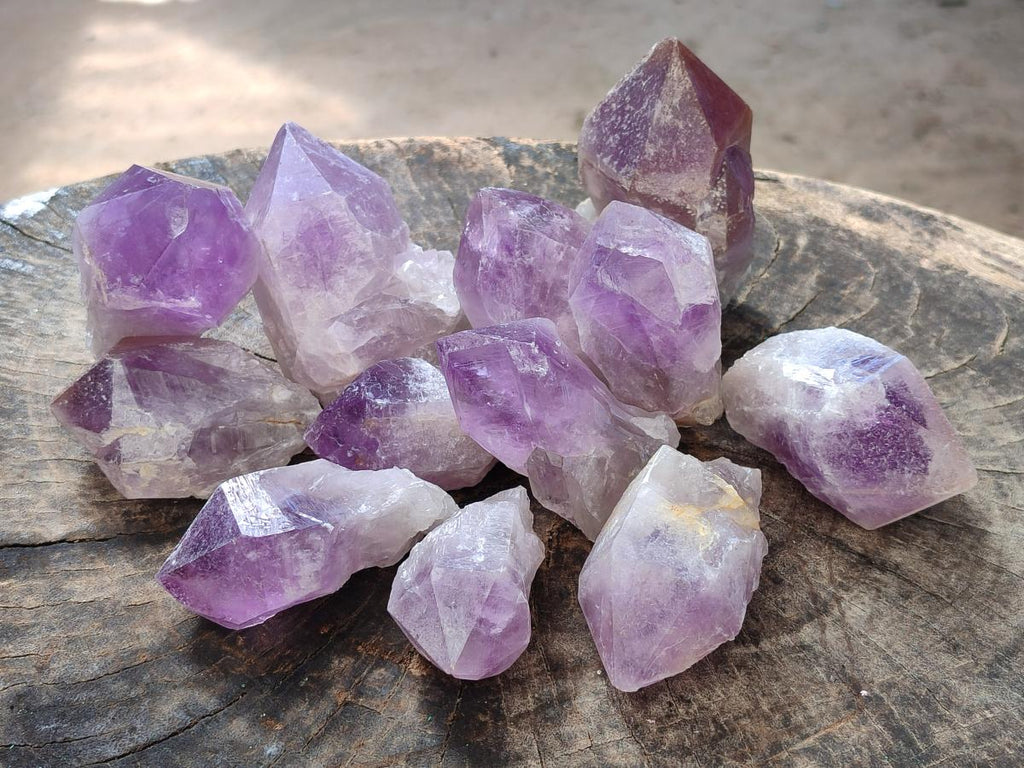 Natural Jacaranda Amethyst Single Crystals x 12 From Mumbwa, Zambia - Toprock Gemstones and Minerals 