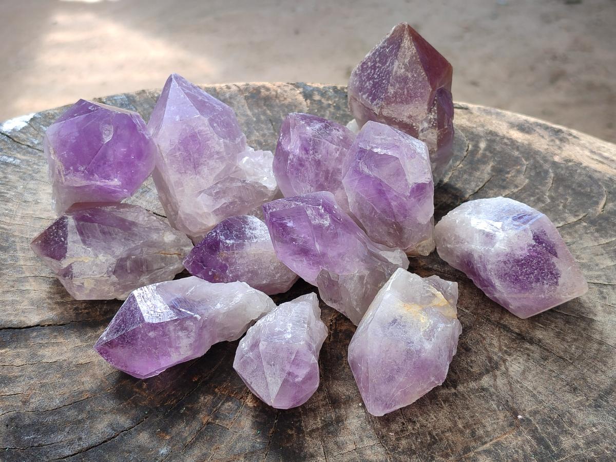 Natural Jacaranda Amethyst Single Crystals x 12 From Mumbwa, Zambia - Toprock Gemstones and Minerals 