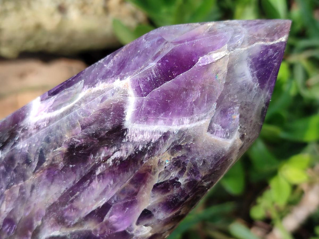 Polished Chevron Amethyst Display Crystal Points x 3 From Zambia - Toprock Gemstones and Minerals 