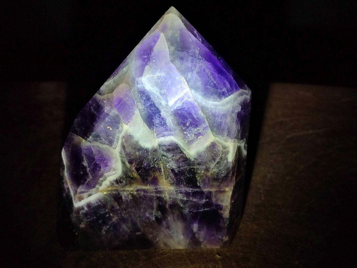 Polished Chevron Amethyst Display Crystal Points x 3 From Zambia - Toprock Gemstones and Minerals 
