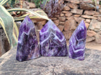 Polished Chevron Amethyst Display Crystal Points x 3 From Zambia - Toprock Gemstones and Minerals 