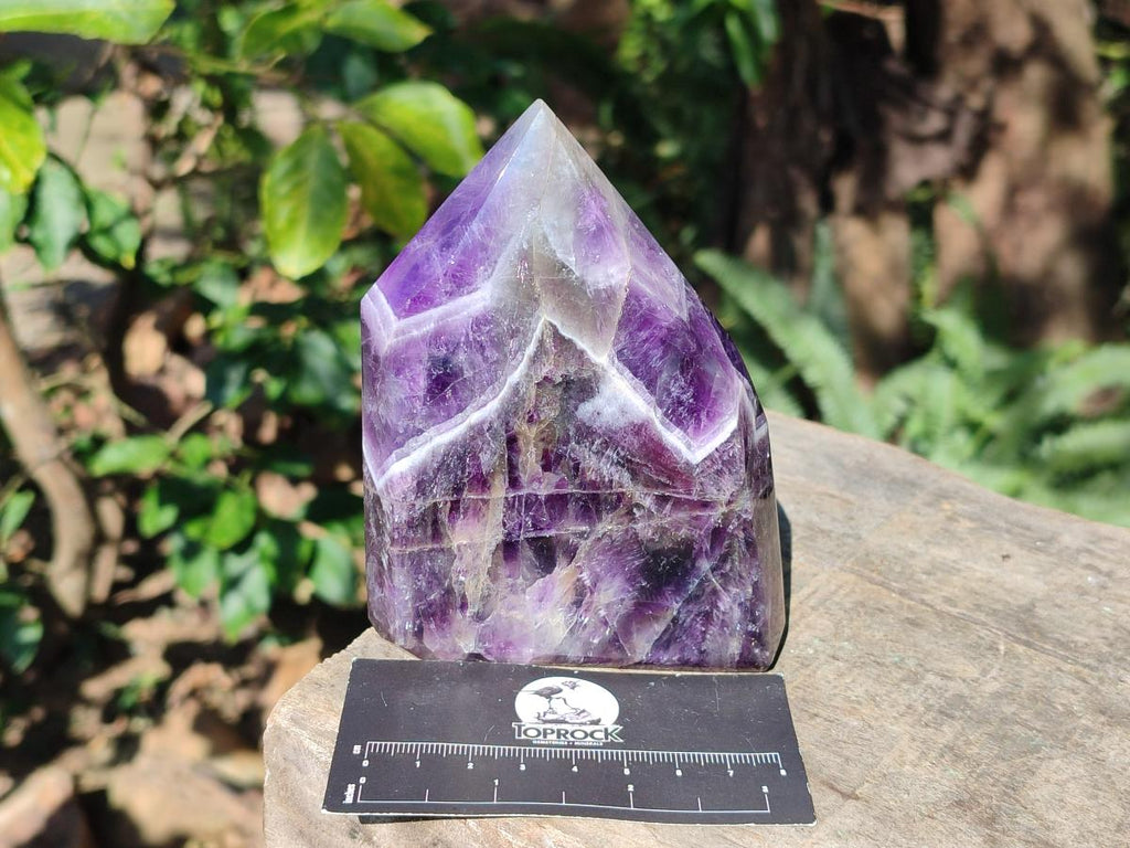 Polished Chevron Amethyst Display Crystal Points x 3 From Zambia - Toprock Gemstones and Minerals 