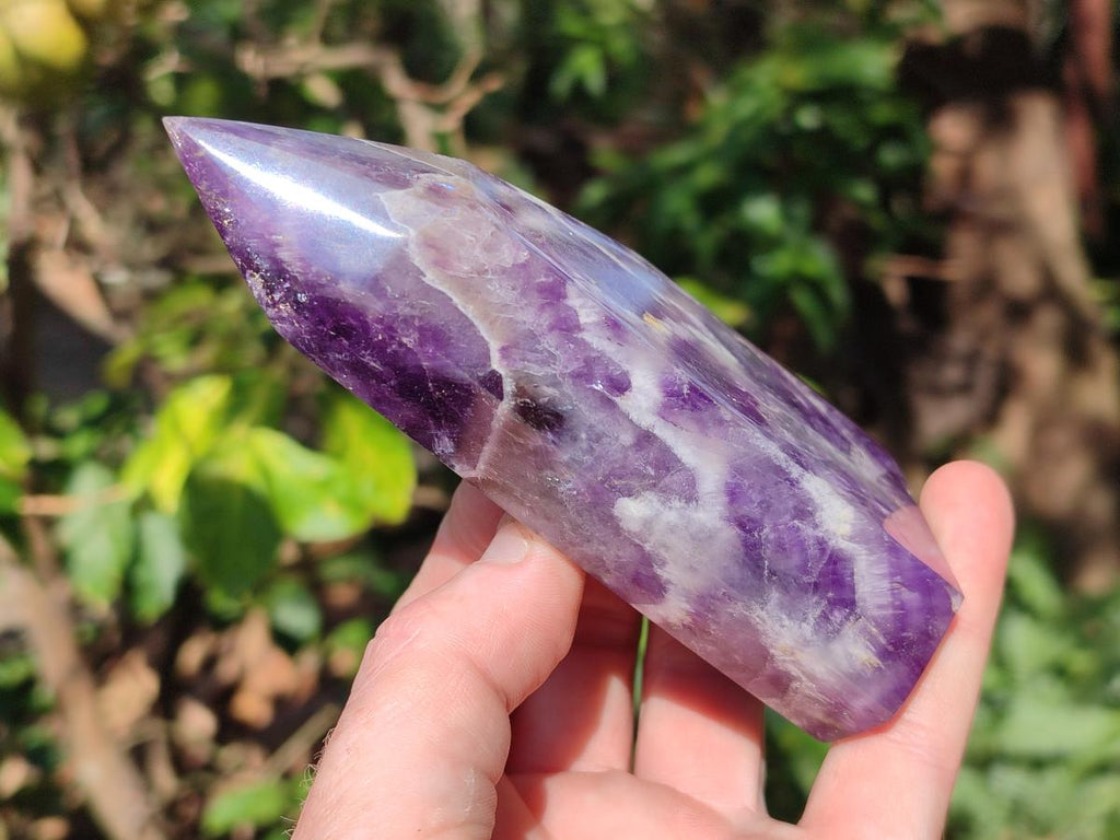 Polished Chevron Amethyst Display Crystal Points x 3 From Zambia - Toprock Gemstones and Minerals 
