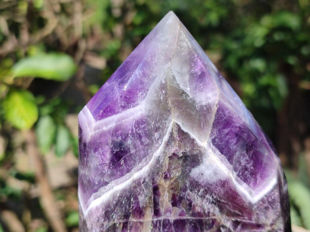 Polished Chevron Amethyst Display Crystal Points x 3 From Zambia - Toprock Gemstones and Minerals 