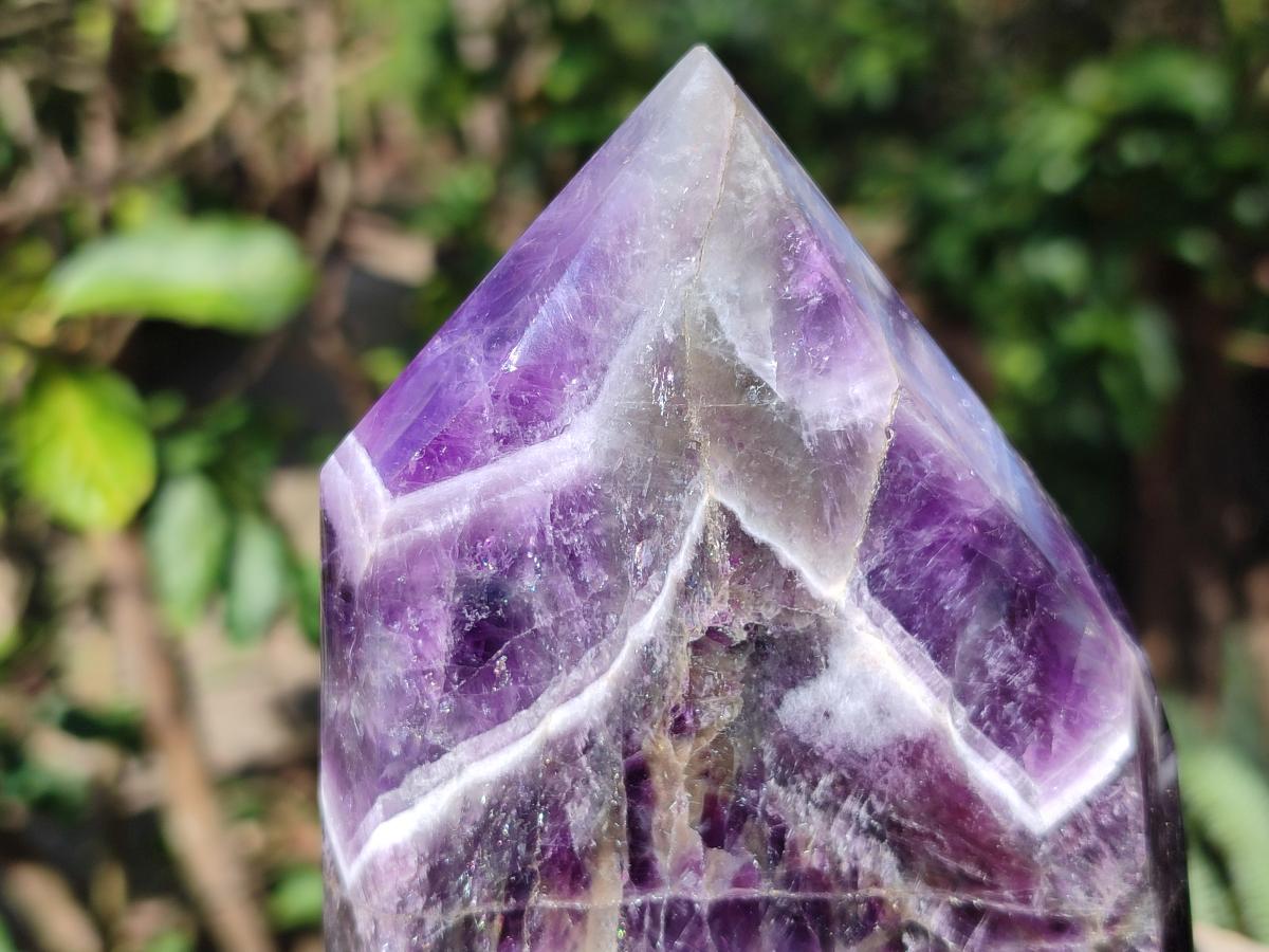 Polished Chevron Amethyst Display Crystal Points x 3 From Zambia - Toprock Gemstones and Minerals 